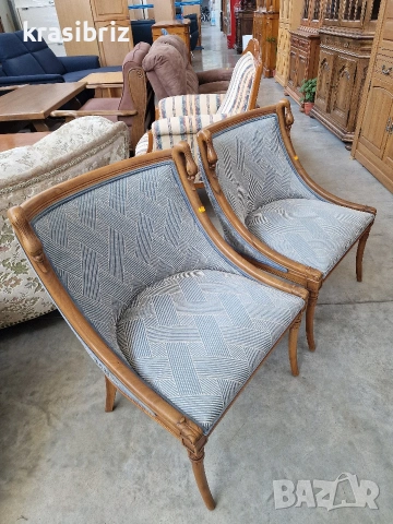 Масивно Ретро Кресло-"Chauffeuse"-2 броя-внос от Германия!ОБЯВЕНАТА ЦЕНА Е ЗА БРОЙ!, снимка 2 - Столове - 54108338