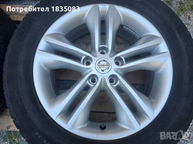 Лети джанти 17ки 5х114.3 Nissan + летни гуми 215/60/17 Continental, снимка 6 - Гуми и джанти - 55081278