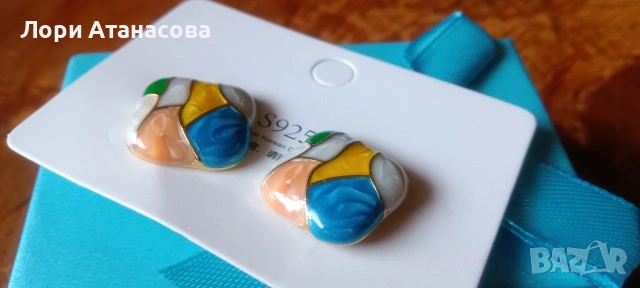 Двойка бохемски многоцветни геометрични кръгли обеци с елегантен и модерен стил, снимка 2 - Обеци - 54003341