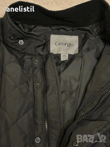 НОВО мъжко капитонирано яке George 3XL – черно – с етикет – Англия, снимка 2 - Якета - 55253655