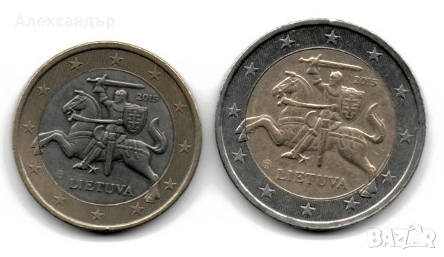 Литва 1 евро 2015 + 2 евро 2015 