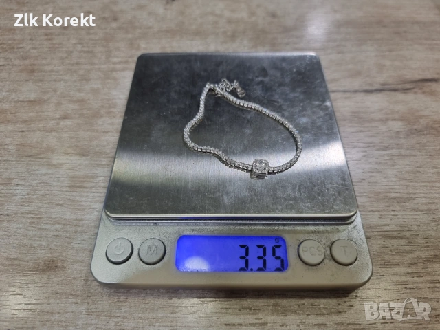 Дамска сребърна гривна с циркони и мойсанит, снимка 9 - Гривни - 55223638