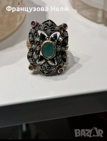 Старинен пръстен, Арт Деко с диаманти, снимка 3 - Пръстени - 53951199