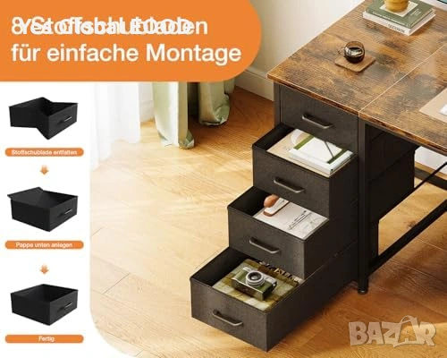 Бюро Coleshome 120см с 8 чекмеджета кафяво, снимка 4 - Бюра - 54533462
