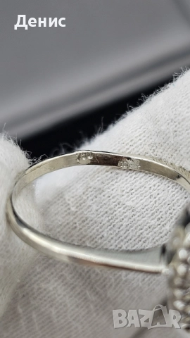 Златен пръстен 18K (750) с естествен изумруд и диаманти | 4.24 гр | Emerald Halo Ring, снимка 8 - Пръстени - 55267016