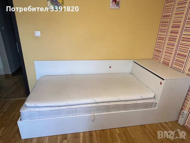 Легло с ракла, матрак и топ матрак 90х190, снимка 4 - Спални и легла - 54728143