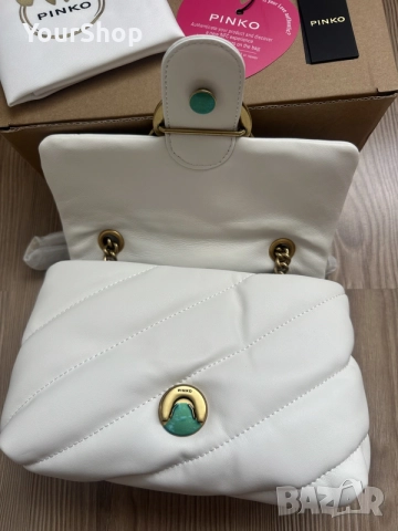 Дамска чанта PINKO Love Mini Puff в бял цвят, снимка 4 - Чанти - 55407776