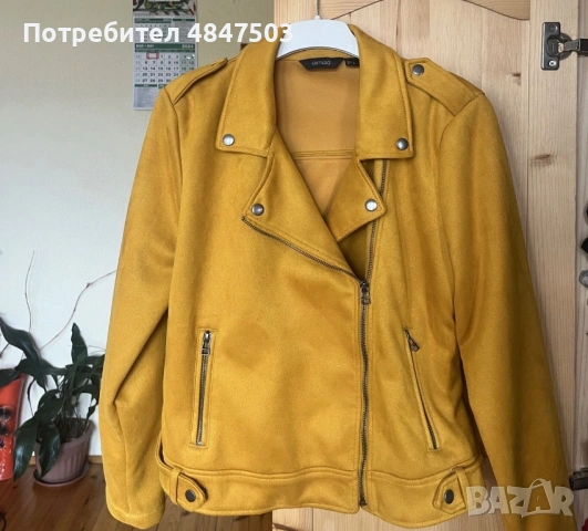 Велурено яке в цвят горчица , снимка 2 - Якета - 54784732