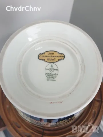 Hutschenreuther Hohenberg 28см/стара Хюченройтер Бавария немска порцеланова ваза-кобалт, снимка 7 - Вази - 55606957