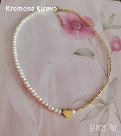 Разпродажба на чокъри с перли, сърце от стомана и чешки мъниста. Бижута Луди гъби., снимка 2 - Колиета, медальони, синджири - 55223003