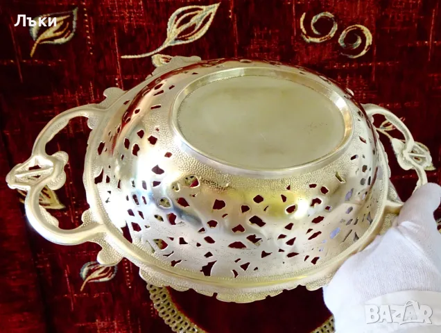 Бронзова фруктиера,жардениера,позлата,барок,ажур. , снимка 5 - Антикварни и старинни предмети - 55364001