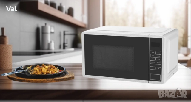 Микровълнова фурна, 700W, 20л., 5 степени на мощност, LED дисплей, Бял, снимка 4 - Микровълнови - 54759843