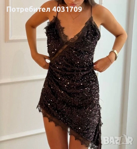 Рокля с пайети и дантела 