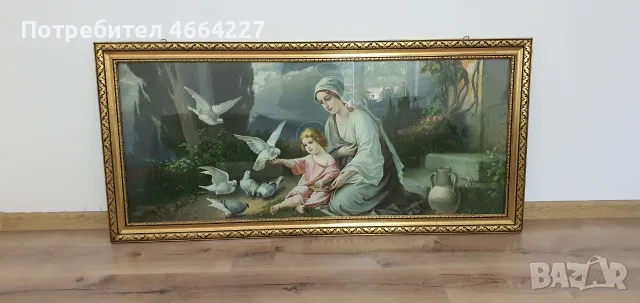 Уникална голяма ретро картина „Мадона с Младенеца“ (Giovanni) – 130 см, снимка 2 - Картини - 55564681