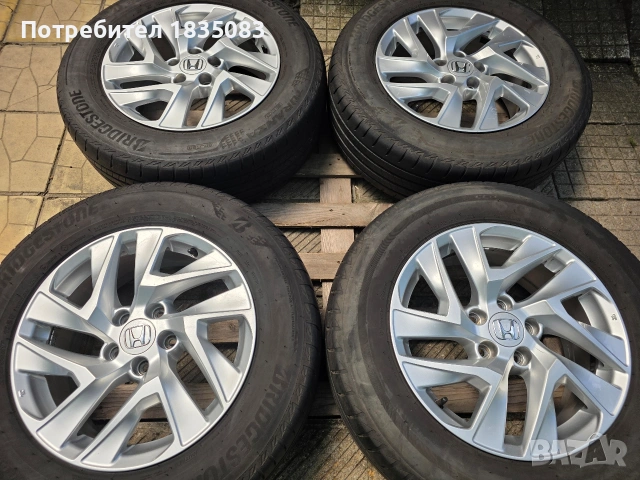Лети джанти 17ки 5х114.3 Honda + летни гуми 225/65/17 Bridgestone, снимка 2 - Гуми и джанти - 55082093