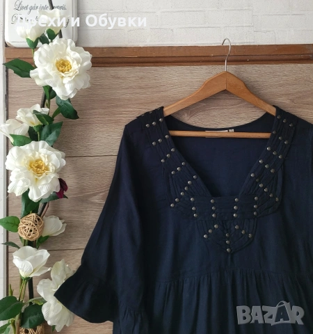 Черна разкроена рокля памучна материя с подплата , снимка 3 - Рокли - 54091892