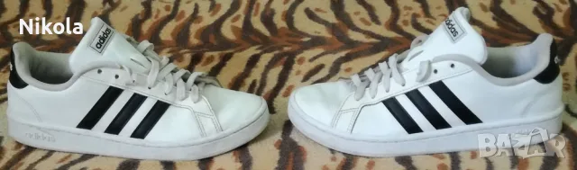 Продавам Оригинални Бели Маратонки Адидас/Adidas Cloudfoam-Comfort от Здрава Естествена Кожа !, снимка 2 - Маратонки - 55670829