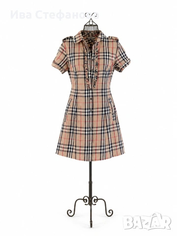 Оригинална маркова памук памучна 100% оригинала рокля риза Burberry Britain каре