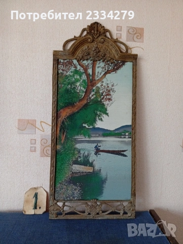 Стари гоблени в красиви остъклени барокови дървени орнаментирани рамки. , снимка 5 - Гоблени - 47731852