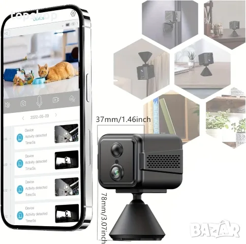 Мини WiFi Скрита Камера 4K 3MP с Батерия 2800mAh и AI Детекция (Dual Band 2.4/5GHz)  , снимка 5 - IP камери - 55591967