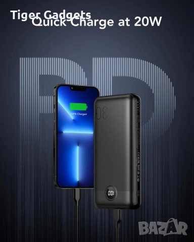 VEGER V3008 Power Bank 30000mAh – външна батерия с LED дисплей, 20W PD и QC 3.0 fast charge, снимка 3 - Друга електроника - 54522994