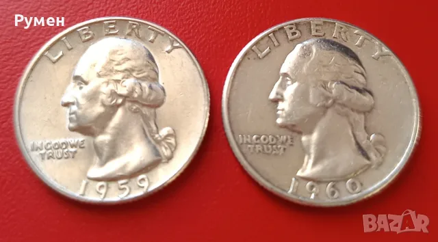 Quarter Dollar USA-1959 D -1960 г-1918 S.Сребро!, снимка 3 - Нумизматика и бонистика - 34368657
