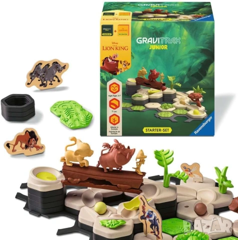 Ravensburger GraviTrax Junior - Комплект Цар Лъв е интерактивна система за изграждане на писти с топ