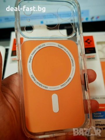 Твърд калъф Spigen Ultra Hybrid T с MagSafe за iPhone 17 Pro / 17 Pro Max /Гланцово оранжев/Оригинал, снимка 8 - Калъфи, кейсове - 54402515
