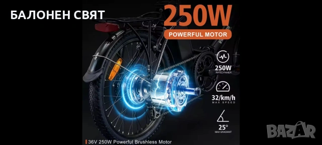 eBike Велосипед с ел двигател 20 цола Сгъваем, снимка 10 - Велосипеди - 55016474