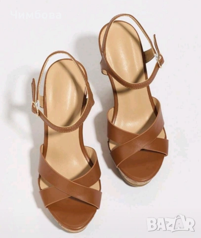 37 номер | Кафяви сандали на платформа, снимка 2 - Сандали - 54275158