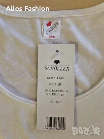 Нова дамска тениска SCHÖLLER, бяла, р-р S/M/L – Микромодал и еластан, снимка 3 - Тениски - 55058918
