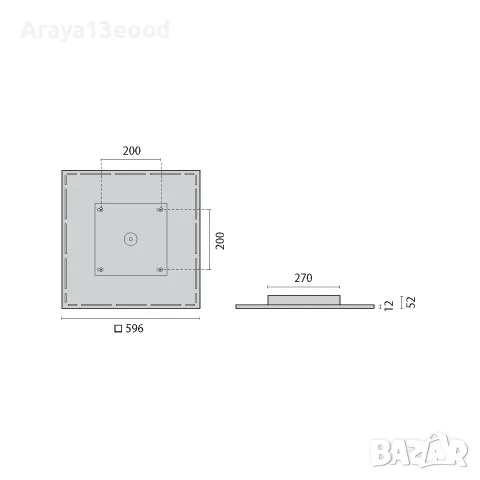 LED Квадратно плафониерно осветително тяло FL SQUARE 600 SM OP за таван и стена, снимка 2 - Лампи за таван - 55456717