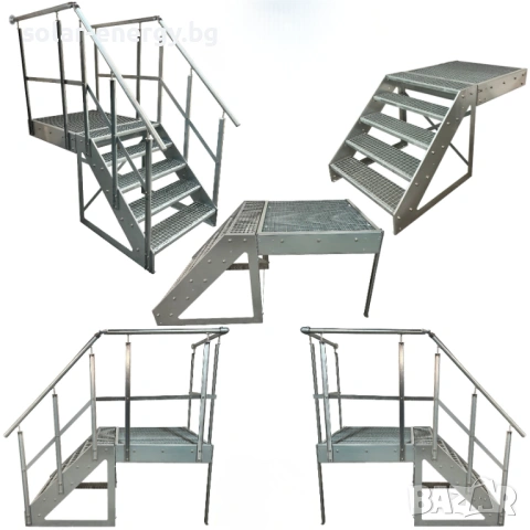 Метално стълбище с площадка 5 стъпала | Свободностоящо | Поцинковано