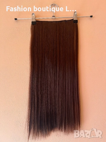 Червеникаво кестенява треса екстеншън 100 гр. с дължина 60 см. ширина 25 см. с 5 щипки тик-так ❤️❤️❤