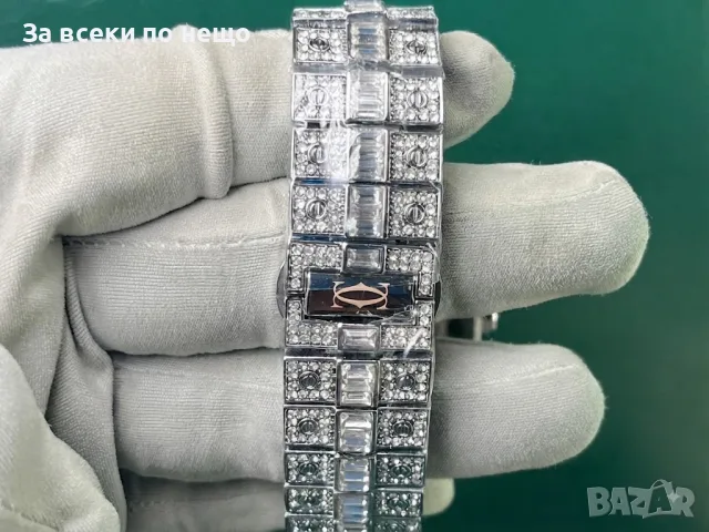 Cartier Santos Iced Мъжки Часовник С Диаманти И Дата Код Chronolux54, снимка 3 - Мъжки - 55649079