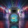Мощна парти тонколона – двоен 8" говорител, 40W RMS, Bluetooth, караоке и LED светлини, снимка 3