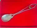 ✅СРЕБЪРНА ДЕСЕРТНА ЛЪЖИЧКА С КЕХЛИБАР❗, снимка 1