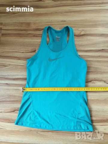 Nike Dri-FIT дамски потник размер M синьо-зелен спортен топ, снимка 9 - Спортни екипи - 54634416