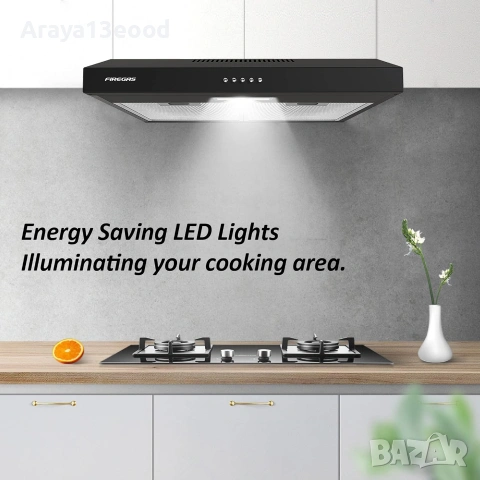 Абсорбатор FIREGAS 60 см с LED осветление, черен, снимка 7 - Абсорбатори - 55132093