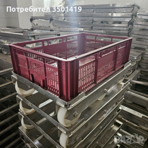 Индустриални колички за каси от нераждавейка с 6 бр. Полиамидни колела, снимка 3 - Оборудване за магазин - 54338822
