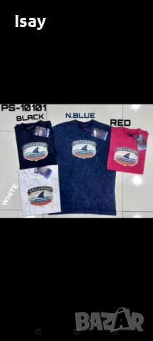 Мъжка тениска Паул Шарк нов модел варен памук в бяло червено и тъмно син цвят , снимка 3 - Тениски - 54161580