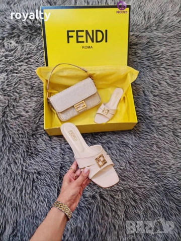 Fendi Нови Стилни Дамски Чехли Различни Цветове , снимка 3 - Чехли - 55125667