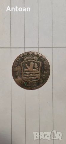 1 дуит 1792 Зеландия - Нидерландия , снимка 2 - Нумизматика и бонистика - 55596314