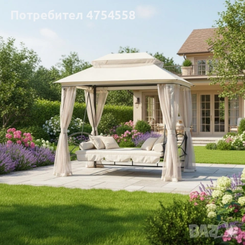 Луксозна градинска шатра с люлка и функция сън за пълен релакс