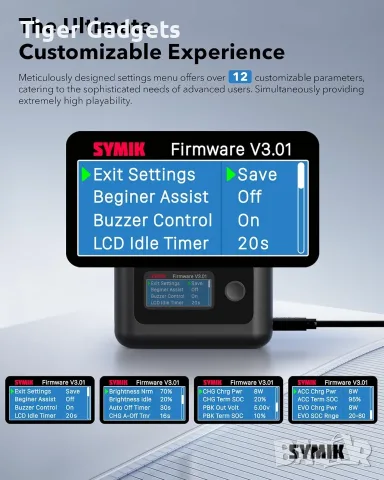 SYMIK Двойно зарядно 27W PD за Insta360 X5 с LCD дисплей и калъф за батерии, снимка 3 - Батерии, зарядни - 55403702