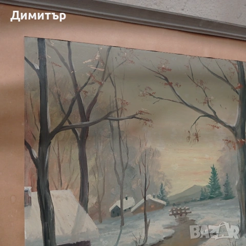 Живопис картина зимен пейзаж , снимка 3 - Картини - 54648146