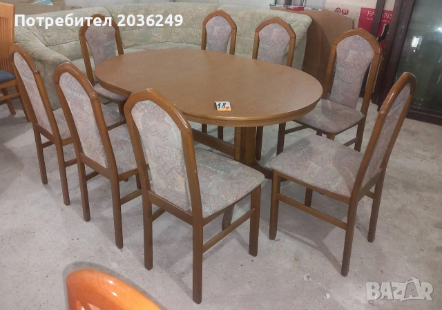 Комплект масивна разтегателна маса с 6 стола, снимка 3 - Маси - 54194351