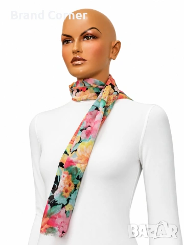 Многоцветен дамски шал с флорален мотив, снимка 4 - Шалове - 54641299