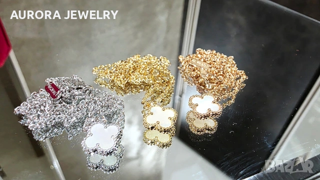 Van Cleef & Arpels VCA Gold Mother of Pearl Sweet Alhambra Clover Дамско Колие, снимка 3 - Колиета, медальони, синджири - 54309303