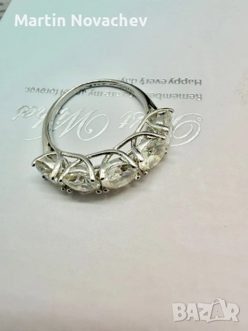 Сребърен пръстен с мойсанит (Диамант) 5 карата, снимка 10 - Пръстени - 54777855